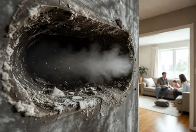 Dirty air ducts requiring professional HVAC cleaning